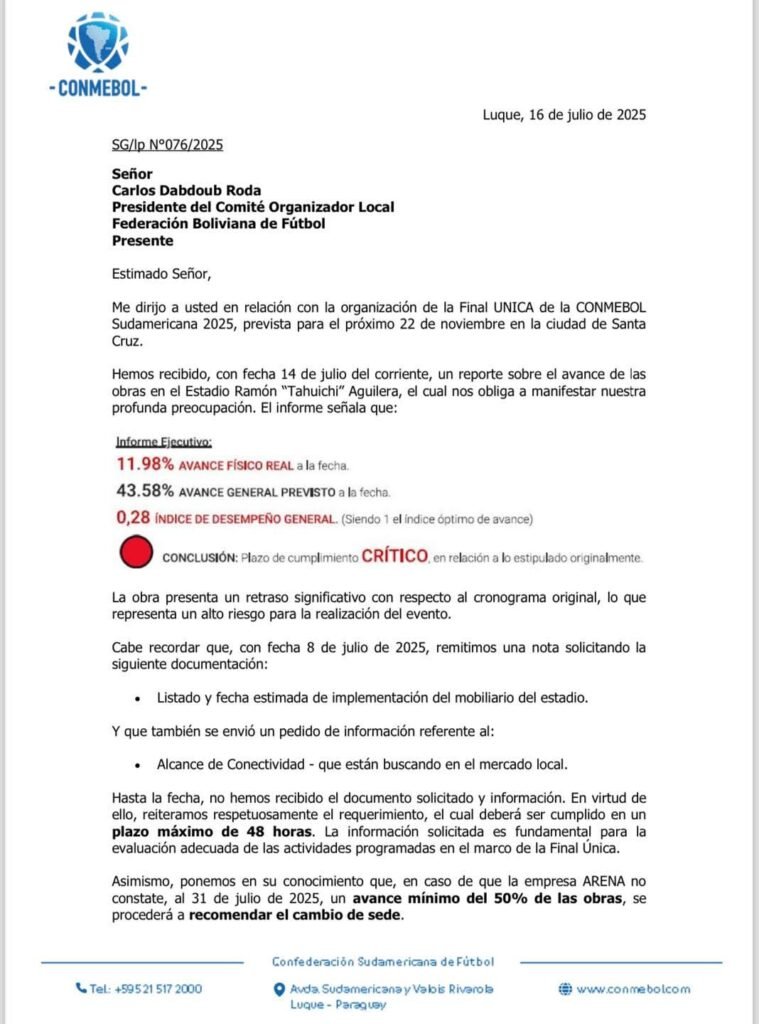 Carta da Conmebol